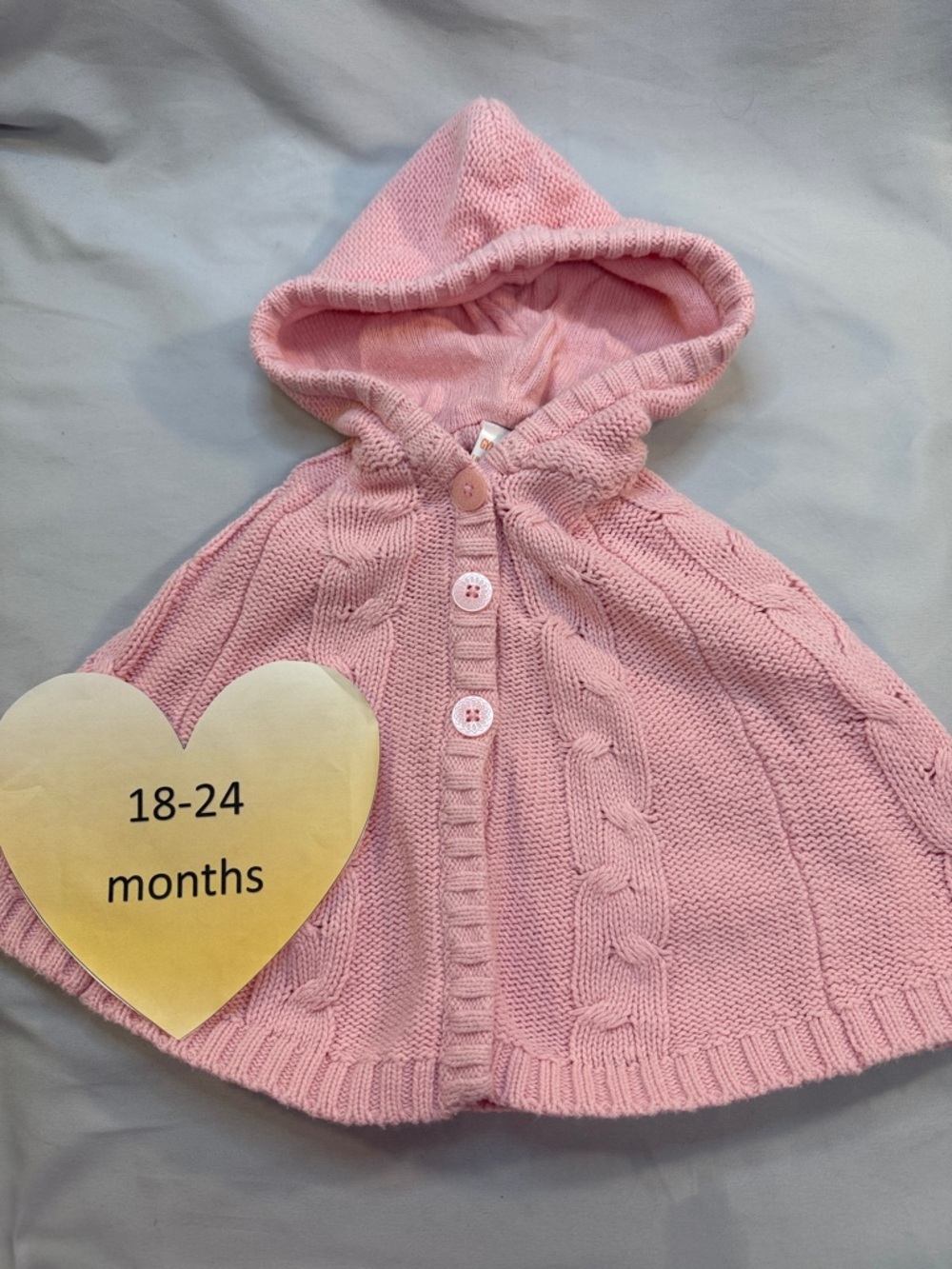Gymboree Pink Hooded Cable Knit Cape